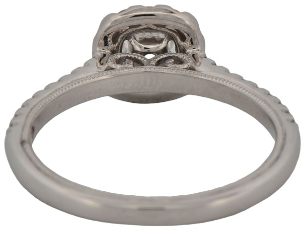 14K White Gold Diamond Engagement Ring with a .19 Carat Round Cut Diamond, VS Clarity, H-I Color with .32 Carat Total Weight in Round Cut Side Diamonds. Finger Size 6.25.