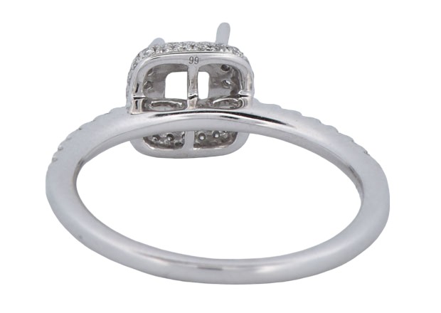 14K White Gold Diamond Semi Mount with .39 Carat Total Weight.