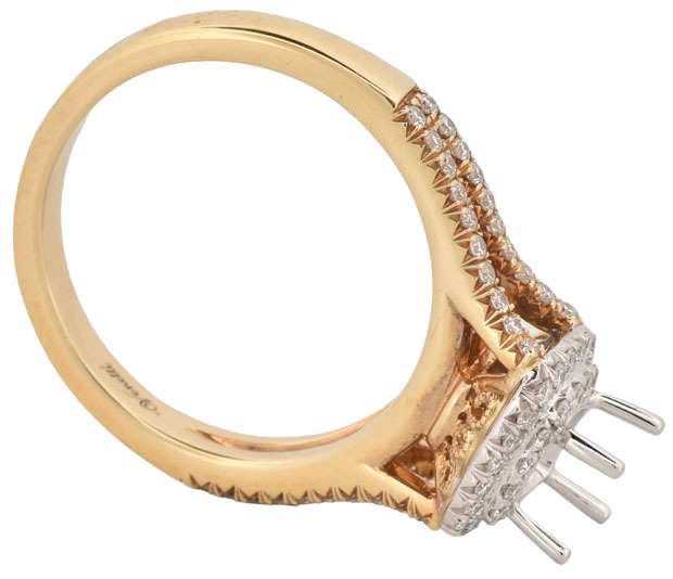 14K Yellow Gold Diamond Semi Mount with .46 Carat Total Weight, 3.2 dwt, Ring Size 6.25