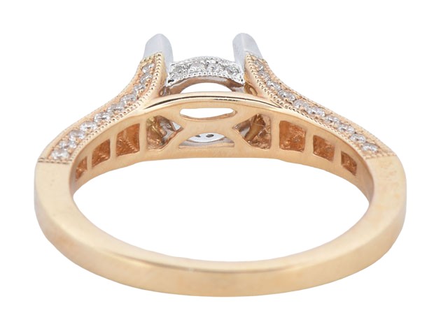 14K Yellow Gold Diamond Semi Mount with .39 Carat Total Weight, 2.4 dwt, Ring Size 6.5