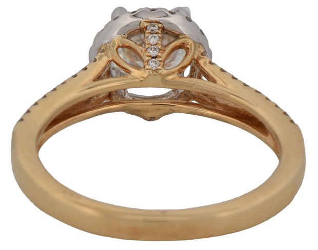 14K Yellow Gold Diamond Engagement Ring with a .93 Carat Round Cut Diamond, VVS2 Clarity, I Color, GIA # 5222608215 with .35 Carat Total Weight in Round Cut Diamonds, SI1 Clarity, G-H Color. Size 6.5