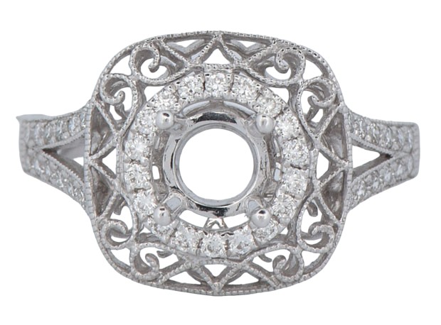 14K White Gold Diamond Semi Mount with .42 Carat Total Weight.