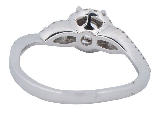 14K White Gold Diamond Semi Mount with .29 Carat Total Weight in Round Diamonds, SI1 Clarity, G-H Color