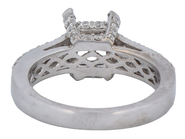 14K White Gold Semi Mount with 1.00 Carat Total Weight in Diamonds, 3.6 dwt, Ring Size 6.5