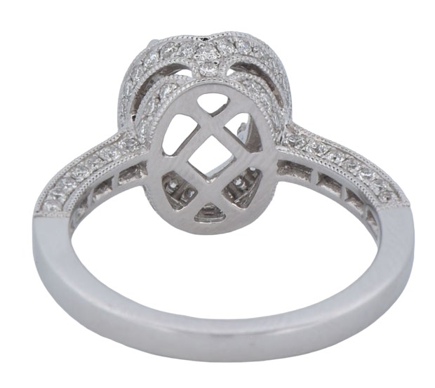 14K White Gold Diamond Mounting with .86 Carat Total Weight of Diamonds, 2.7 dwt, Ring Size 6.5