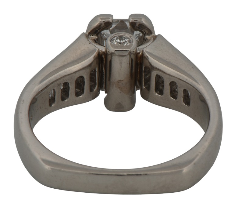 Ladies Platinum Diamond Ring with a 1.08 Carat Emerald Cut Diamond, SI1 Clarity, E Color- EGL US20207602D and Approximately .40 cttw, 6.3 dwt, Ring Size 6