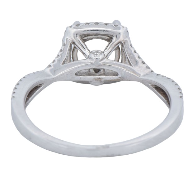14K White Gold Diamond Semi Mount with .30 Carat Total Weight, SI1 Quality, G-H Color.