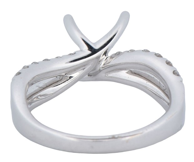 18K White Gold Diamond Semi Mount with .53 Carat Total Weight, VS2-SI1 Quality, G Color, 3.5 dwt, Ring Size 6.5