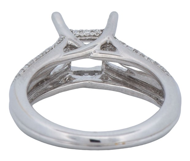 14K White Gold Diamond Semi Mount Ring with .39 Carat Total Weight.