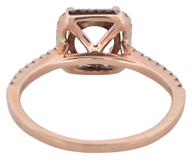 14K Rose Gold Diamond Semi Mount with .23 Carat Total Weight in Round Cut Diamonds.
