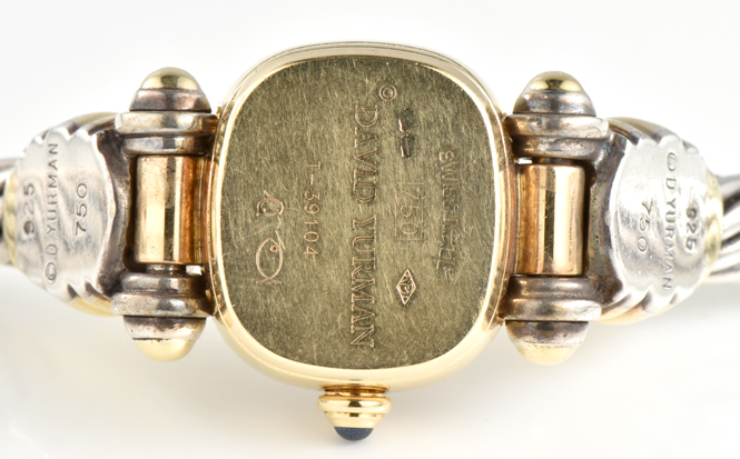 18K Yellow Gold and Sterling Silver David Yurman Watch, Twisted Bracelet Band design "COE"