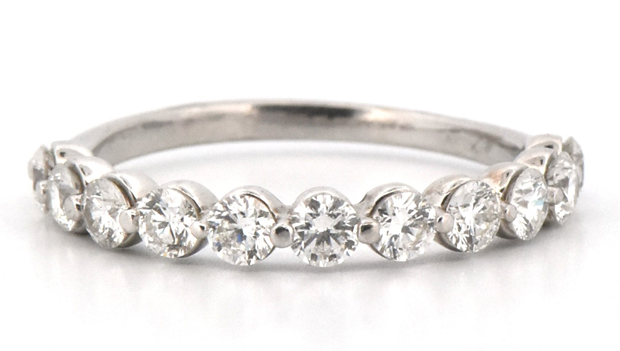14K White Gold Diamond Ring with .66 Carat Total Weight in Brilliant Cut Round Diamonds, SI Clarity, G-H Color
