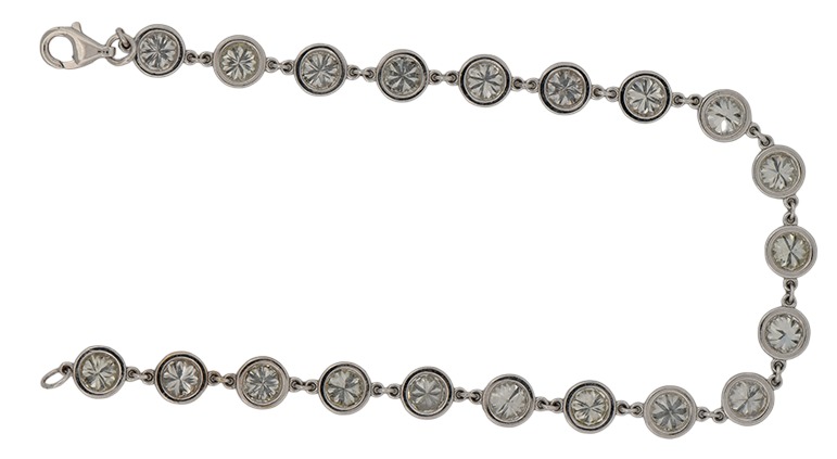 14K White Gold Ladies Diamond Bracelet with 6.00 CaratTotal Weight Round Diamonds, SI1-SI2 Clarity, H-I Color, 7 Inches in Length, 3.7 dwt