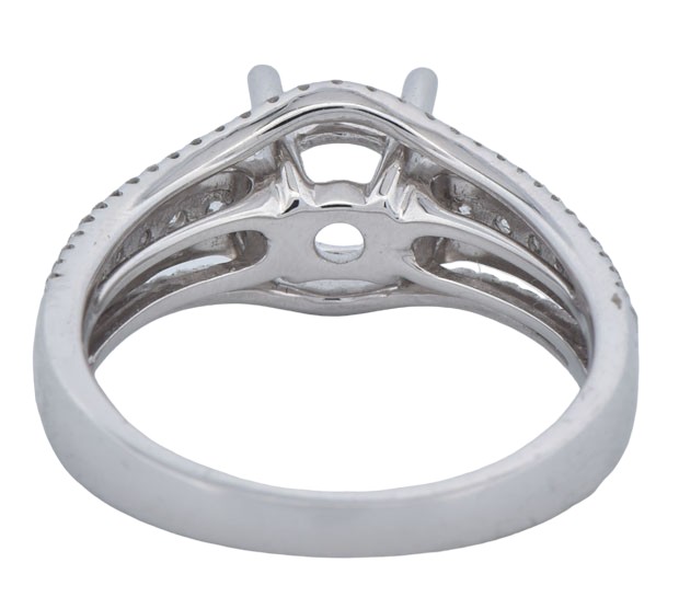 18K White Gold Diamond Semi Mount with .62 Carat Total Weight,