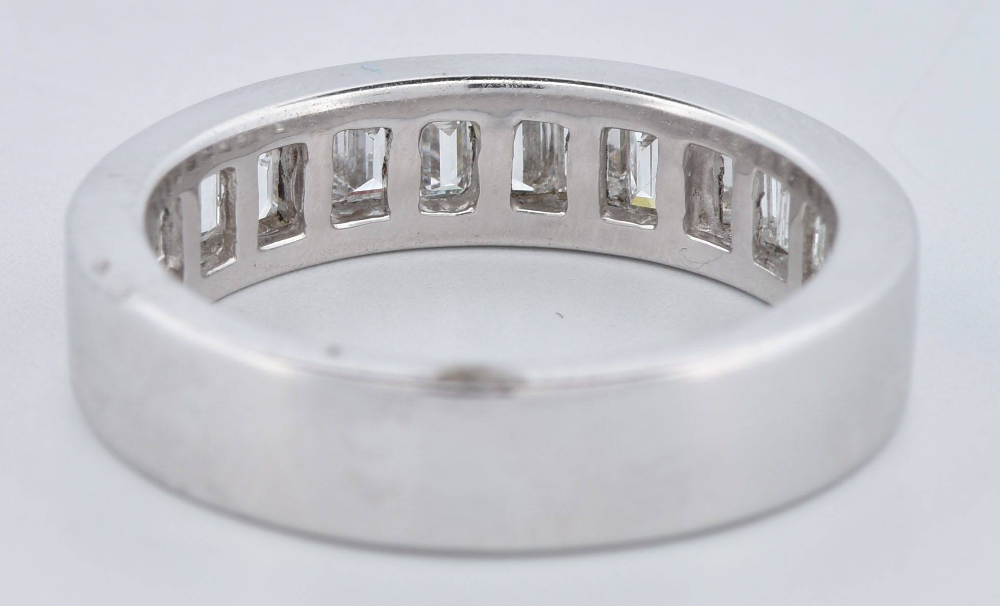 14K White Gold Diamond Band with 1.35 Carat Total Weight in Baguette Cut Diamonds, VS2-SI1 Clarity, H-I Color. Finger Size 6.25, 3.5 dwt.
