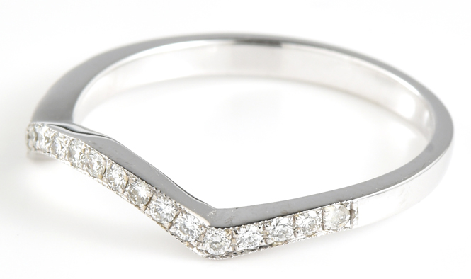 14K White Gold Diamond Band with .18 Carat Total Weight in Round Cut Diamonds, SI Clarity, G-H Color.