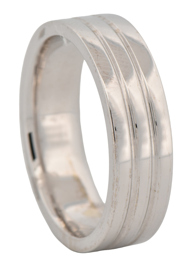 14K White Gold Band, 6mm, Size 9