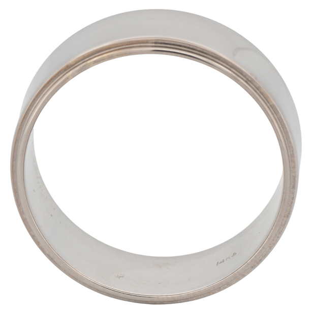 14K White Gold Man's 8mm Flat Edge Band. Size 9.5.