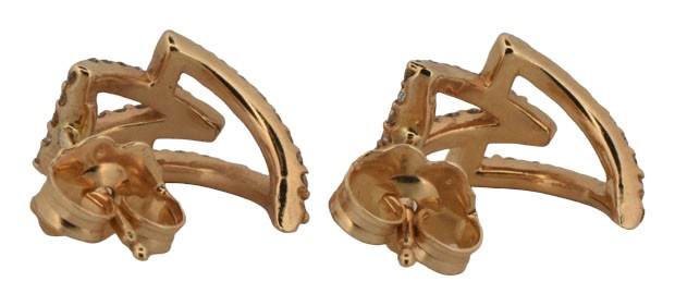 14k Yellow Gold Diamond Hoops, Geometric Shape, I1 Clarity, G-H Color, 12.1mm and .33 Total Carat Weight