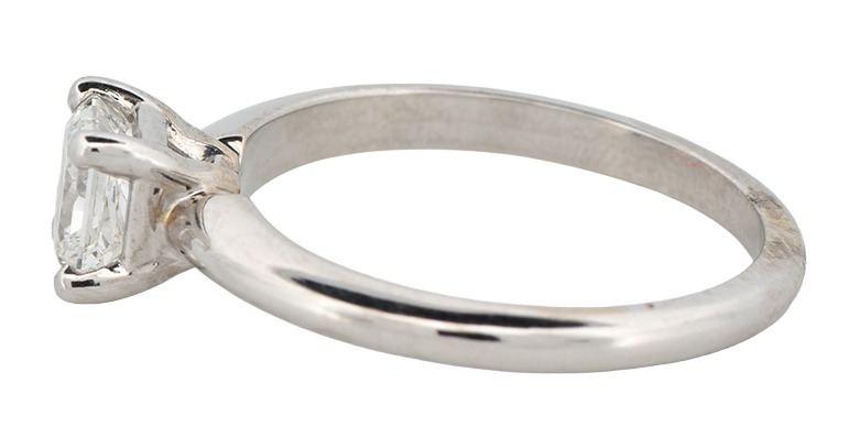 14K White Gold Estate Diamond Solitaire Engagement Ring with a .85 Carat Princess Cut Diamond, VS Clarity, G-H Color.