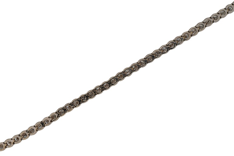 14K White Gold Diamond Bracelet with 7.71 Carat Total Weight in Brilliant Cut Round Diamonds, SI1-2 Clarity, H-I Color