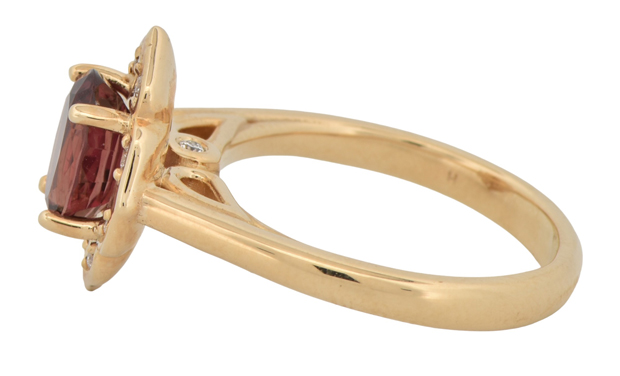 14K Yellow Gold Ring with a 2.03 Carat Brownish-Pink Natural Sapphire, No Heat, GIA #2215367864 and