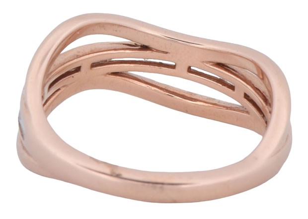 14K Rose Gold Freeform Ring with .33 Carat Total Weight in Baguettes