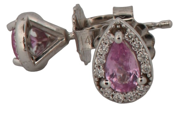 14K Rose Gold Earrings with 2.34 Carat Round Morganite Gemstones