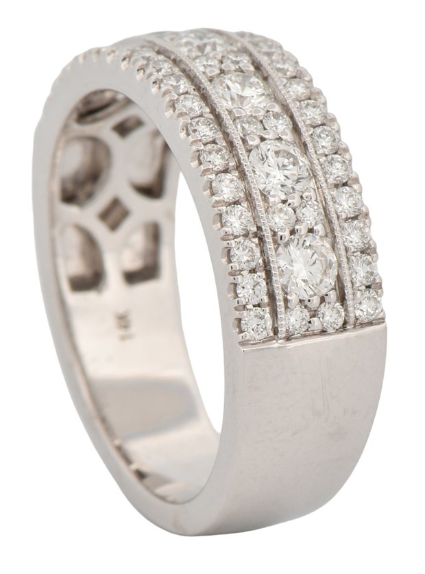 14K White Gold Diamond Band with .85 Carat Total Weight in Round Brilliant Diamonds, SI1 Clarity, G-H Color