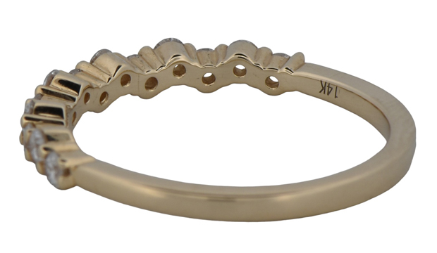 14K Yellow Gold Diamond Band with .40 Carat Total Weight in Round Cut Diamonds, SI1 Clarity, G-H Color. Finger Size 6.5.