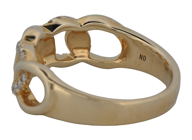 14K Yellow Gold Diamond Band with .22 Carat Total Weight in Round Cut Diamonds, SI1 Clarity, G-H Color. Finger Size 6.25.