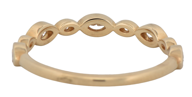 14K Yellow Gold Diamond Ring with .25 Carat Total Weight in Marquise and Round Diamonds, SI Clarity, H-I Color