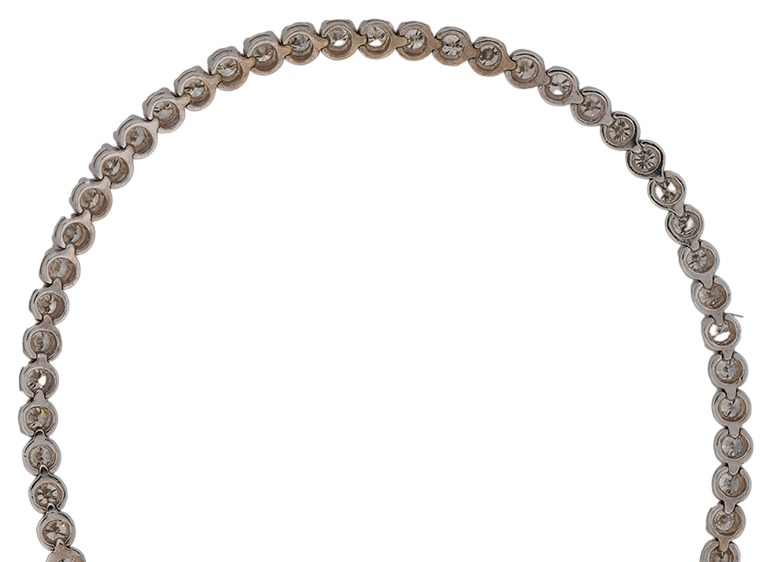 14K White Gold Diamond Tennis Bracelet with 8.96 Carat Total Weight in Round Brilliant Diamonds, SI Clarity, H-I Color
