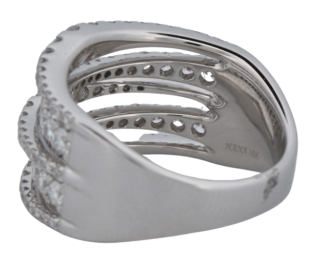 18K White Gold Diamond Ring with 1.28 Carat Total Weight in Round Brilliant Diamonds, SI1 Clarity, G-H Color