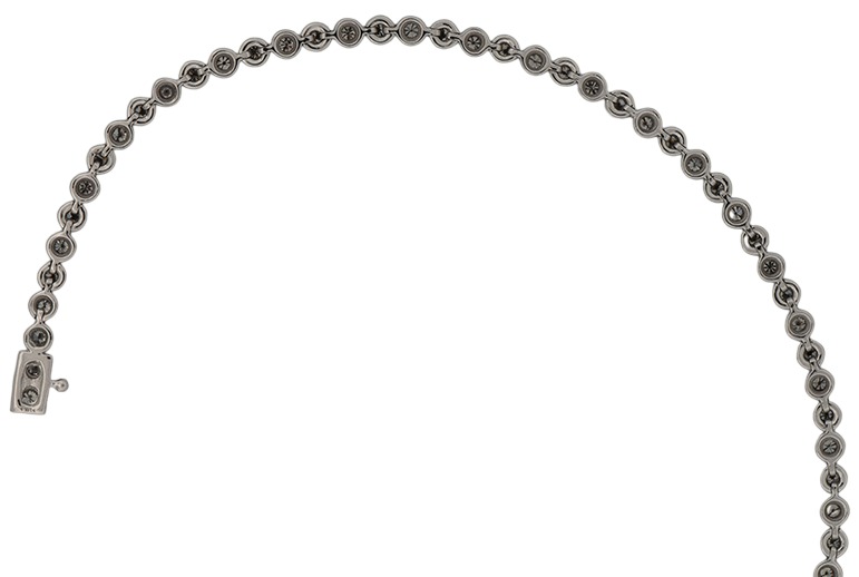 14K White Gold 7.25 Inch Diamond Tennis Bracelet with 2.00 Carat Total Weight in Round Cut Diamonds, I1 Clarity, H-I Color.