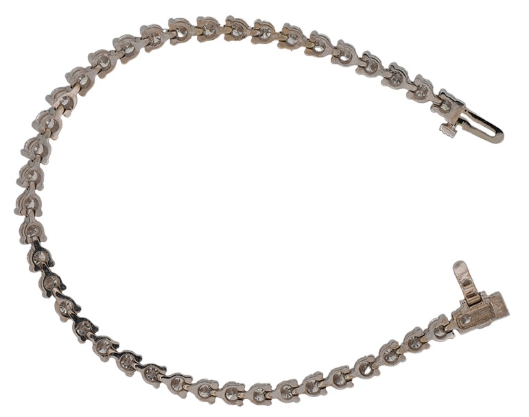 14K White Gold Diamond Bracelet with 6.40 Carat Total Weight in Round Brilliant Diamonds, SI1-2 Clarity, G-H Color