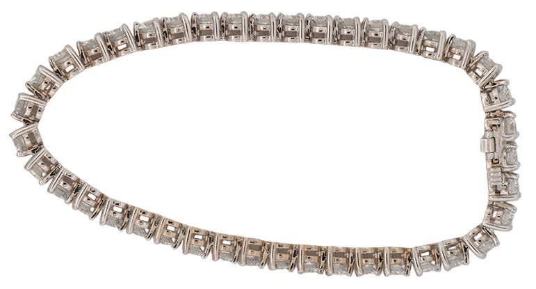 14K White Gold Diamond Bracelet with 6.40 Carat Total Weight in Round Brilliant Diamonds, SI1-2 Clarity, G-H Color