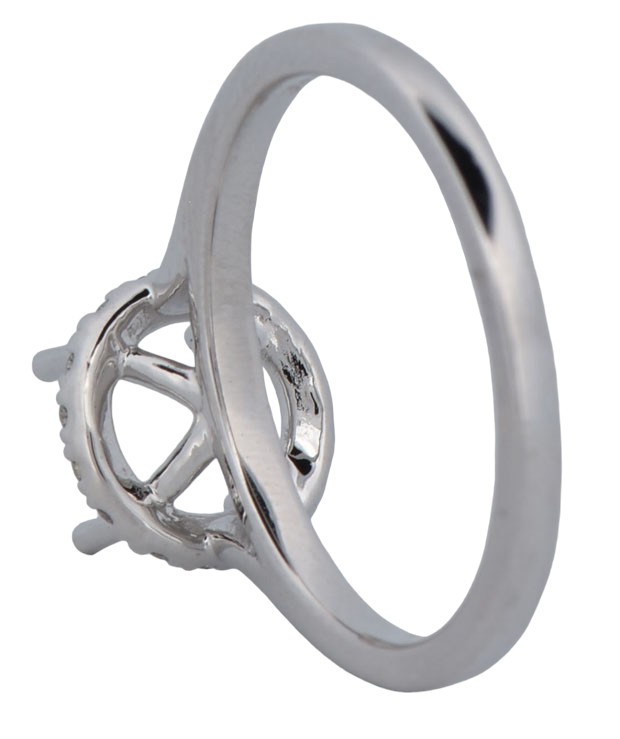 14K White 6.5 mm Round French-Set Engagement Ring Mounting