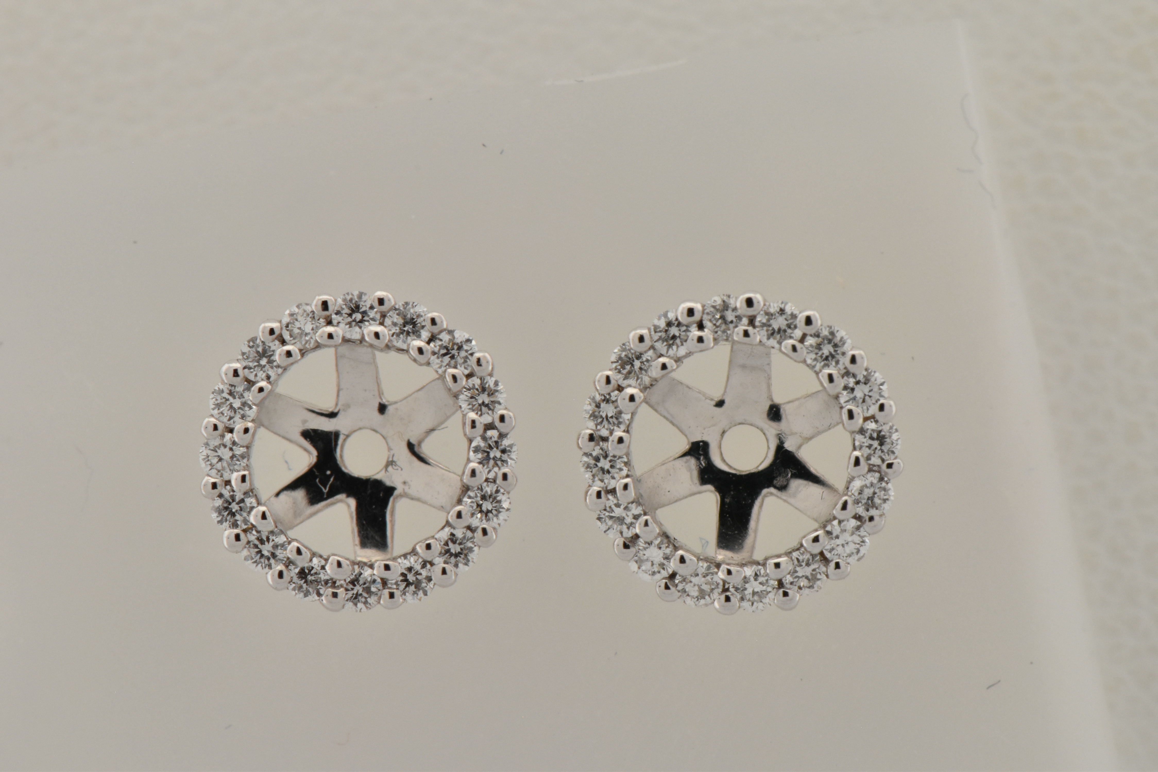 14K White Gold Earring Jackets with .19 Carat Total Weight in Diamonds, SI1 Clarity, G-H Color