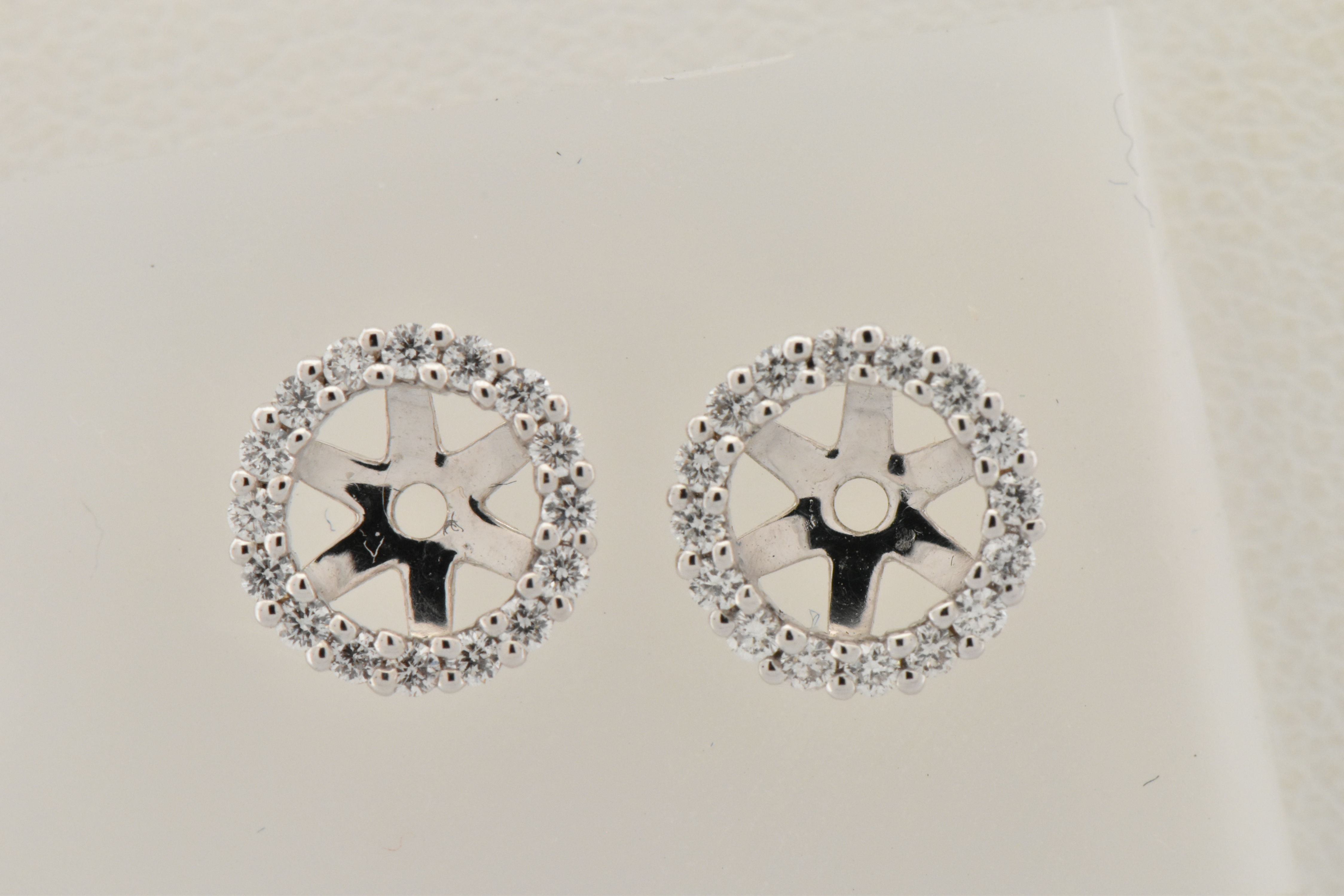 14K White Gold Earring Jackets with .19 Carat Total Weight in Diamonds, SI1 Clarity, G-H Color
