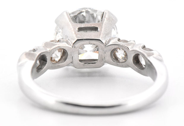 14K White Gold Estate Ring with a 3.02 Carat Round Brilliant, SI2 Clarity, G Color GIA #6227651360 and Approximately .60 Carat Total Weight Old Cut Diamonds