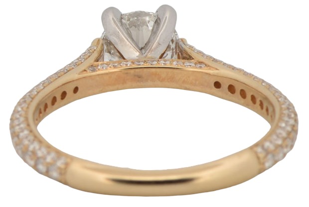 14K Yellow Gold Diamond Ring with a .72 Carat Round Brilliant Diamond, VS1 Clarity, E Color GIA #7391195667