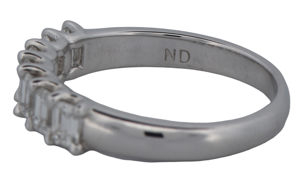 14K White Gold Diamond Band with 1.05 Carat Total Weight in Emerald Cut Diamonds, VS Clarity, G-H Color