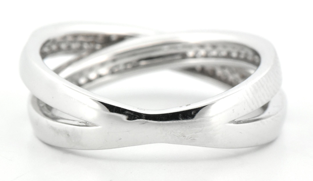 14K White Gold Diamond Criss-Cross Band with .32 Carat Total Weight in White Diamonds, SI Clarity, H Color and .20 Carat Total Weight in Brown Diamonds, SI Clarity