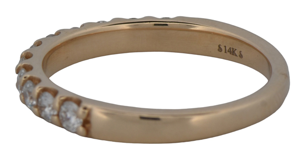 14K White Gold Diamond Band with .51 Carat Total Weight in Round Brilliant Diamonds, SI Clarity, G-H Color