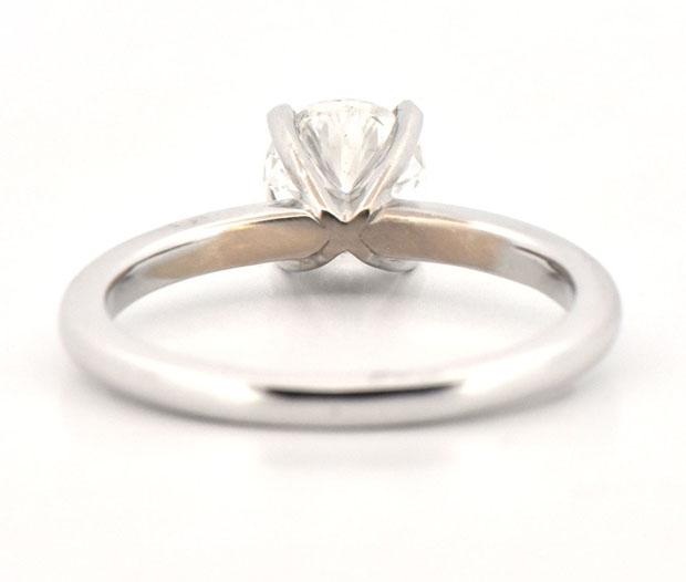 14K White Gold Diamond Solitaire Ring with a 1.00 Carat Round Brilliant Diamond, VS2 Clarity, E Color GIA #2225575739