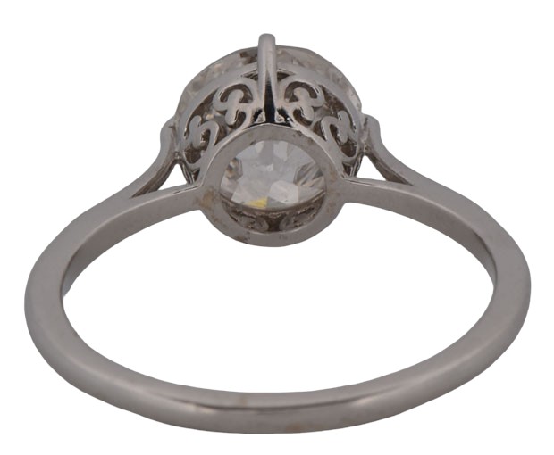14K White Gold Diamond Solitaire with a 2.41 Carat Old European Cut Diamond, VS2 Clarity, J Color GIA #2225784757