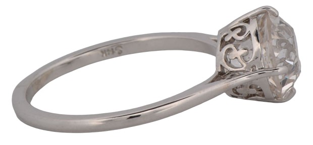 14K White Gold Diamond Solitaire with a 2.41 Carat Old European Cut Diamond, VS2 Clarity, J Color GIA #2225784757