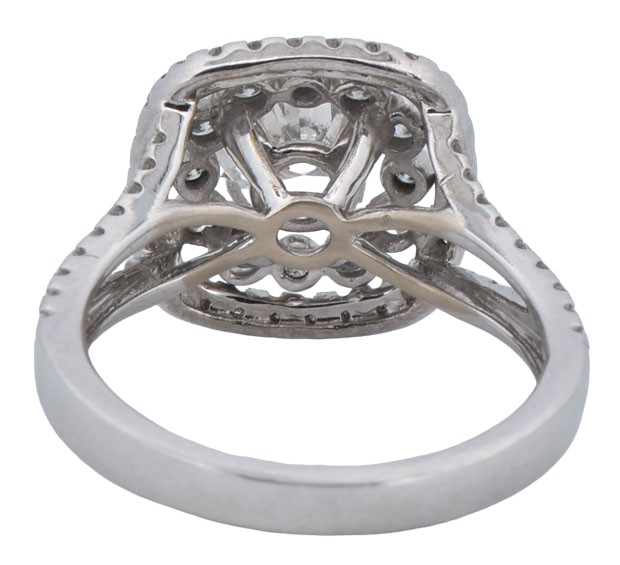 14K White Gold Diamond Ring with a 1.04 Carat Round Brilliant Diamond, SI2 Clarity, I Color, GIA # 622464127 with .70 Carat Total Weight in Round Cut Side Diamonds, SI1 Clarity, G-H Color.