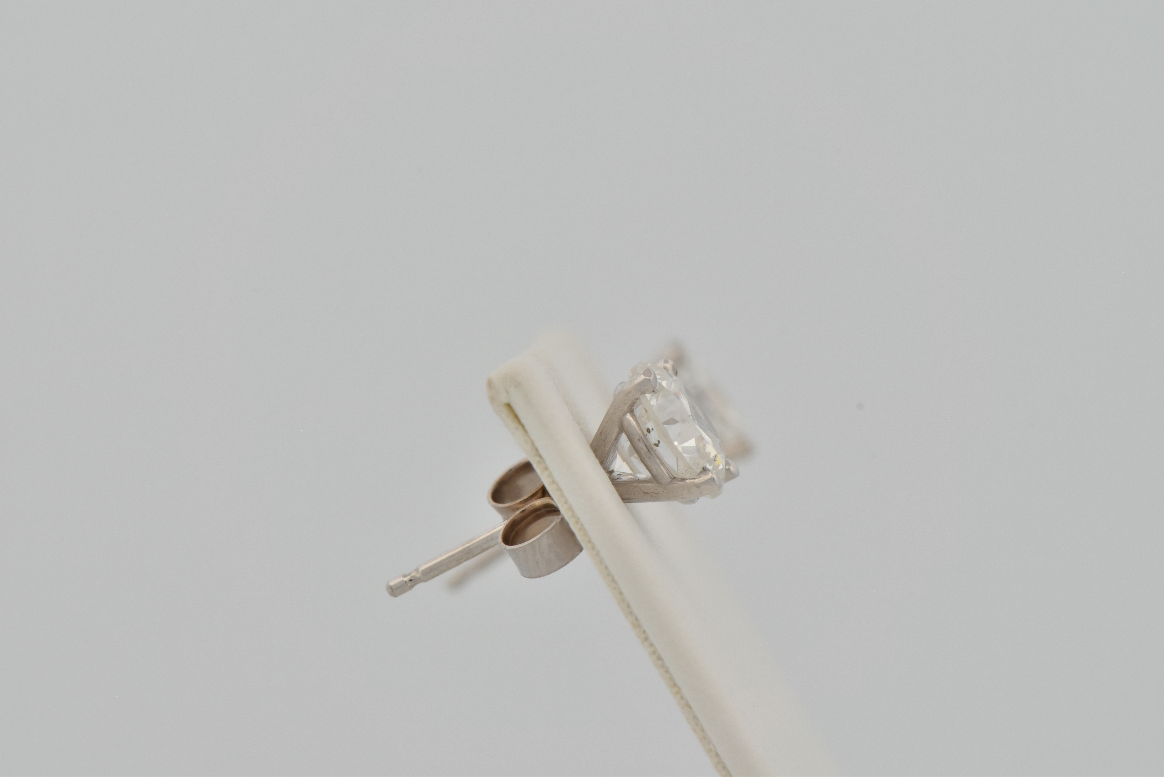 14K White Gold Diamond Stud Earrings with a 1.01 Carat Round Brilliant, VS2 Clarity, F Color GIA #2221696726 and a 1.01 Carat Round Brilliant, VS2 Clarity, F Color GIA #2161579221